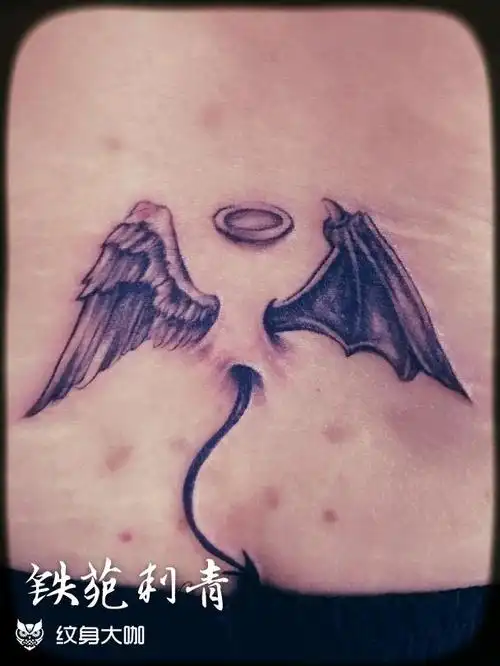 天使与魔鬼_纹身图案手稿图片_刘秋伶的纹身作品集