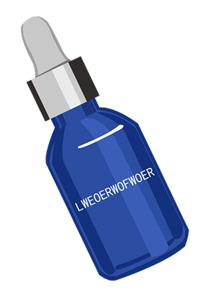 蓝色手绘卡通乳液护肤品