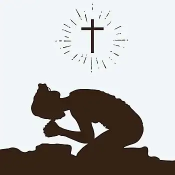 剪影,女人,跪着,祈祷