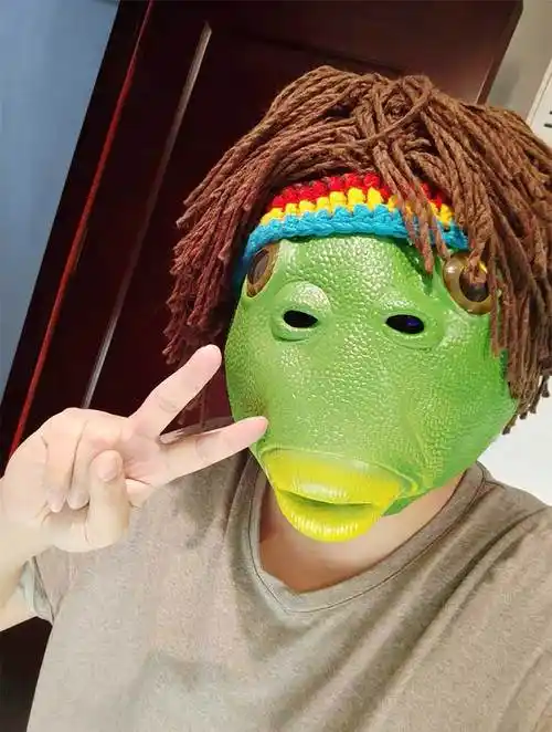 绿头鱼头套面具可爱搞怪搞笑沙雕鱼头怪怪人绿色网红奔波霸儿 10d高端
