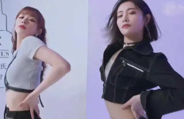 许佳琪和孔雪儿体重都不过百同穿露脐装腰的对比却很明显