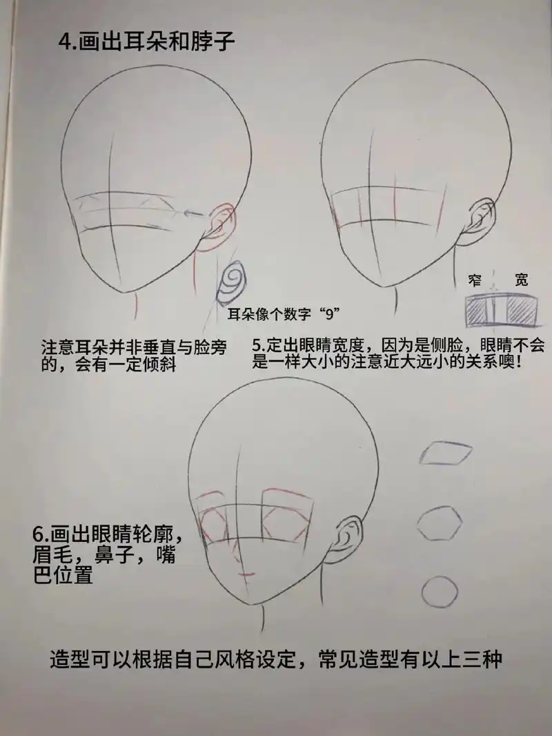 动漫人物头部侧脸画法过程教程.