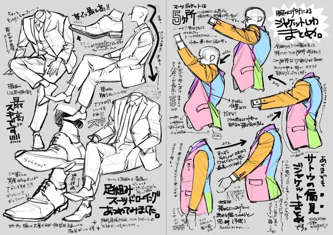 笔锋帅气的西装手绘 . 人物插画师  - 抖音