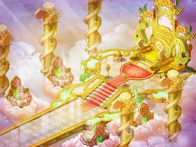 手游《梦幻西游》凌霄宝殿场景原画上海|插画师冰下九尾9510