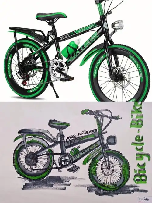 自行车写生三年级线描