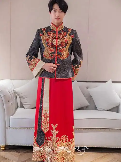 情侣秀禾百搭款男士中式礼服一派儒雅贵气