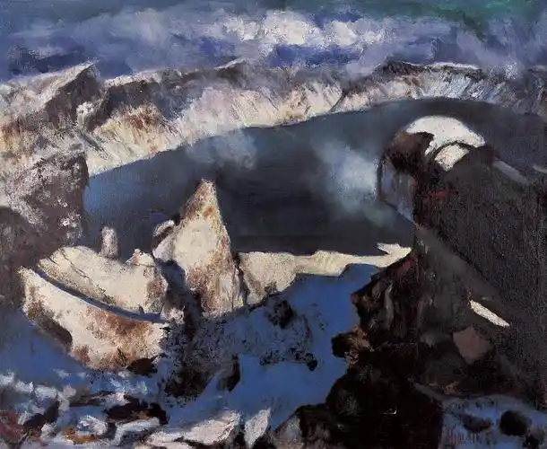 0021 长白山天池 布面油画