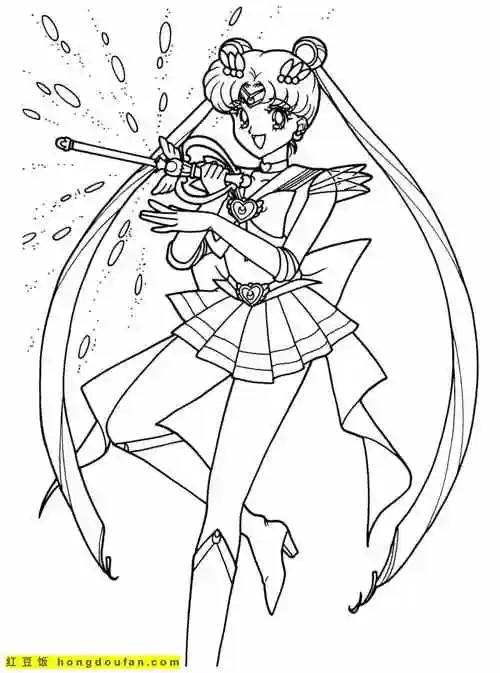 8张充满少女心的可爱多彩的美少女战士公主涂色图片-红豆饭小学生简笔