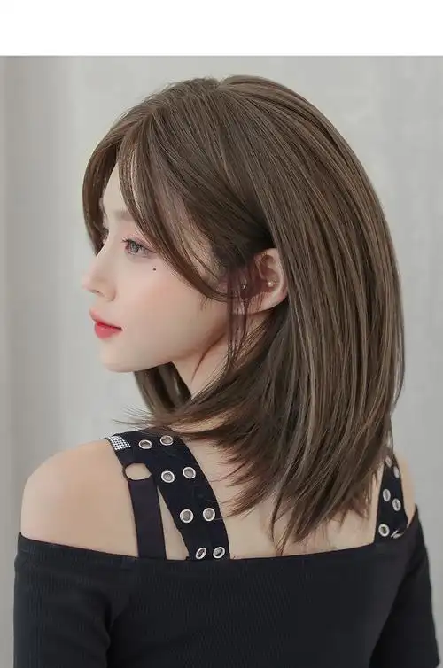 唐妮假发女自然中分修脸短直发全头套式网红锁骨发内扣短发造型黑茶色