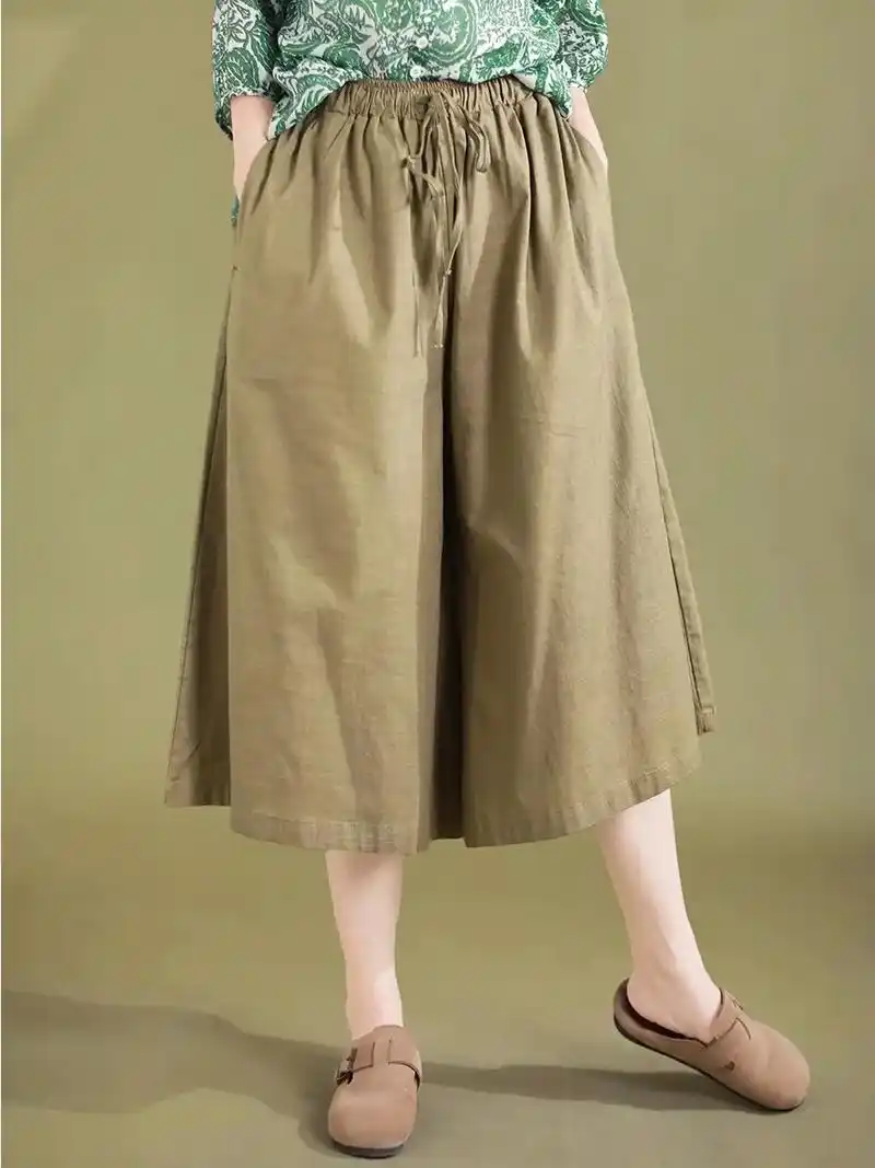 七分阔腿棉麻休闲裤女百搭显瘦宽松裙裤.40 或将近40的女人 - 抖音