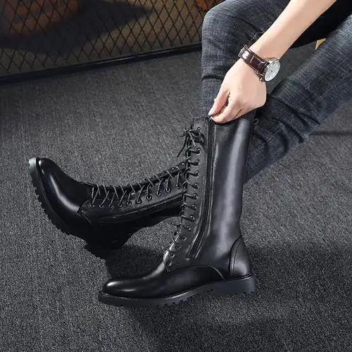 迪鲁奥diluao长筒骑马靴男靴高筒长靴男靴队情侣款男阅兵靴蒙古靴子