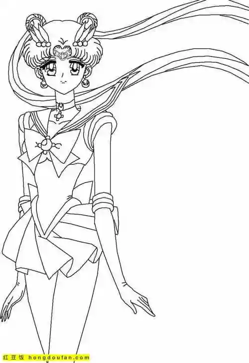 眼睛迷迷糊糊的月亮公主美少女战士涂色图片-红豆饭小学生简笔画大全