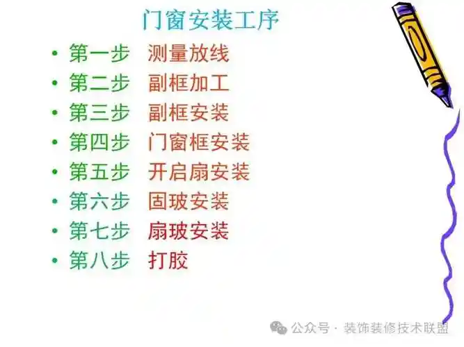 铝合金门窗安装工序图解,再也不用担心门窗装歪了!58页ppt可下载!