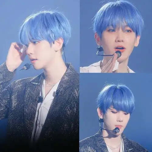 aidahngj 超a显白蓝色系雾蓝黑蓝灰色2021流行色彩色染发膏自己染男