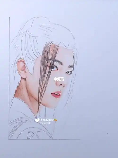 彩铅手绘陈情令剧照魏无羡肖战中稿