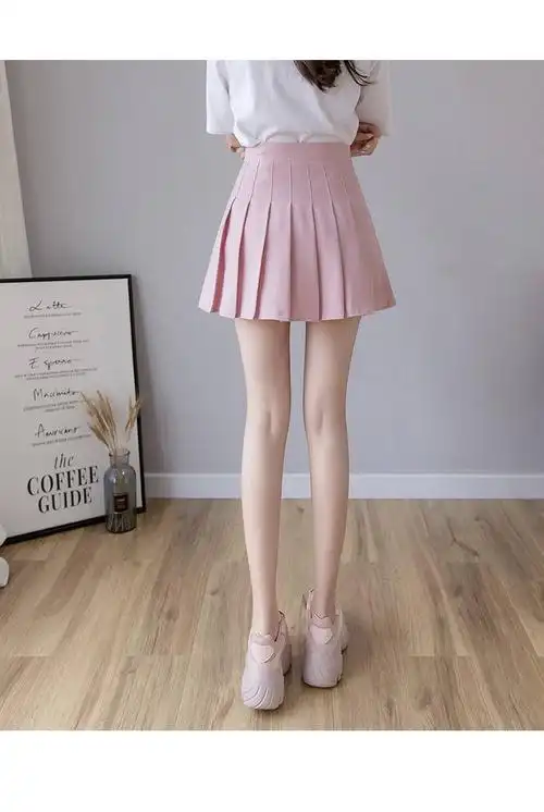 2020春夏季新款百褶裙半身裙短裙女夏学院风高腰黑白色a字裙