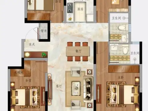 江南里&文华里4室2厅2卫户型图