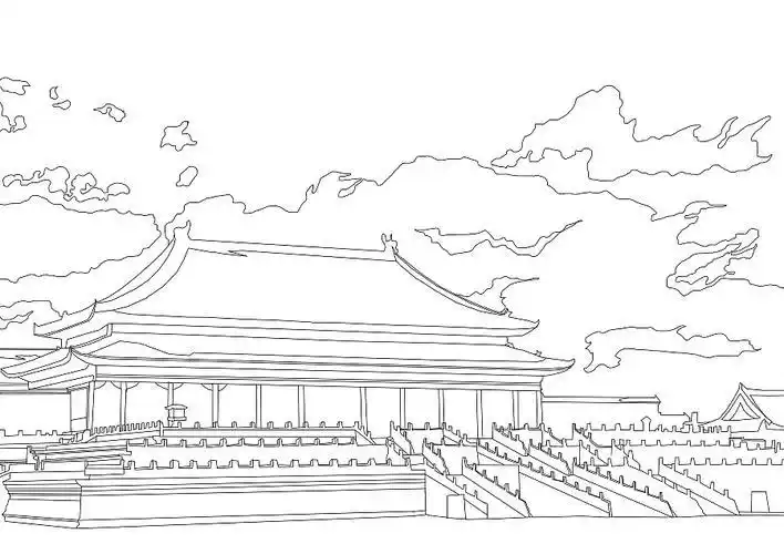 画 故宫简笔画步骤   故宫明朝时叫大内宫城清朝时叫紫禁城故宫简笔画