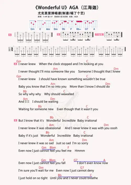 wonderful u简谱-虫虫乐谱