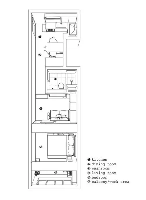 40m小户型改造,15万打造长条清爽公寓!