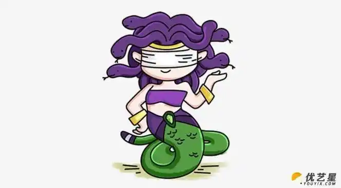 美丽蛇女简笔画