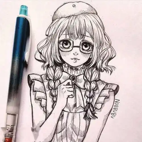 他笔下的素描动漫,每一张都很吸睛,这线稿太好看了!