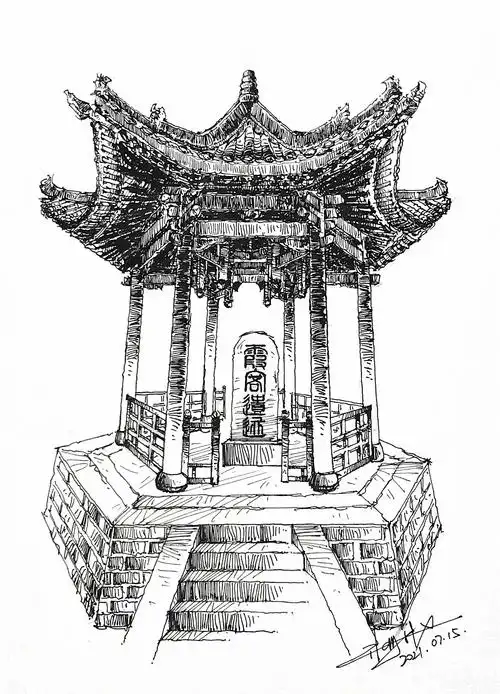 古建筑钢笔速写