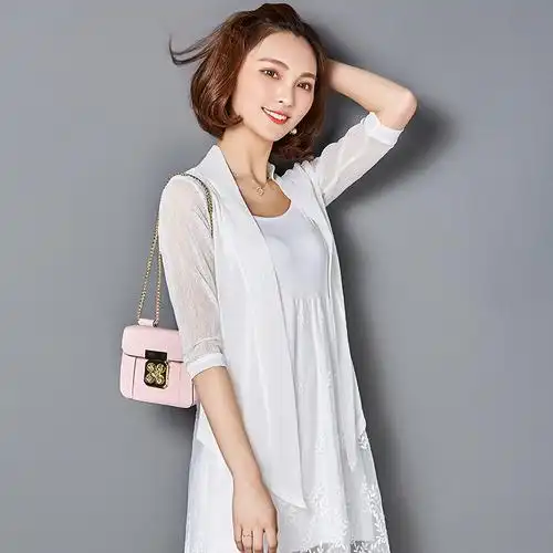 披肩女夏季外搭外披开衫百搭薄款短袖小坎肩短款防晒衣衫网纱外套