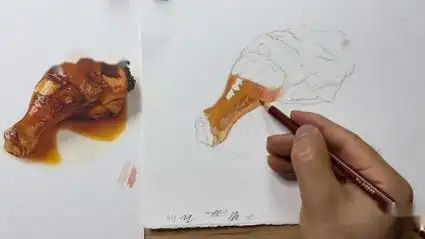 277课尼奥尼彩铅写实鸡腿1
