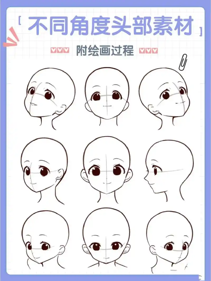 今天分享9个常见角度的头部素材,还附上了具体步骤!