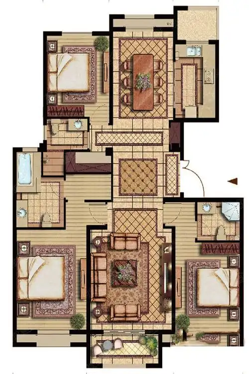 上海东方鸿璟3居/3室2厅3卫 170平米 户型图