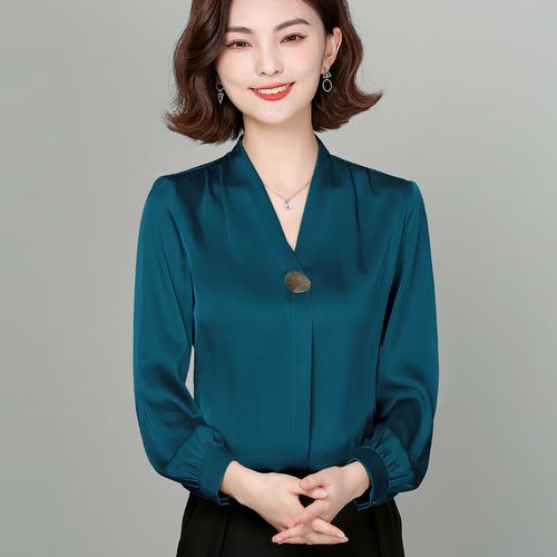 joe断码真丝桑蚕丝大牌上衣女式长袖春夏季薄款高端气质丝绸职业衬