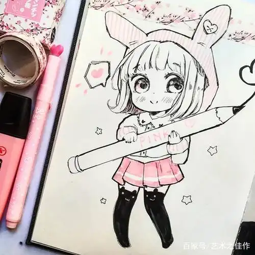 手绘卡通美少女,简洁又可爱