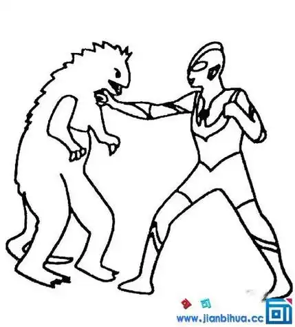 高高奥特曼打怪兽简笔画