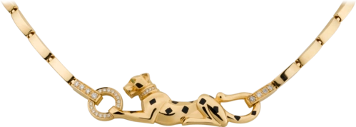 panthère de cartier卡地亚猎豹项链18k黄金,亮漆,钻石,沙弗莱石榴石