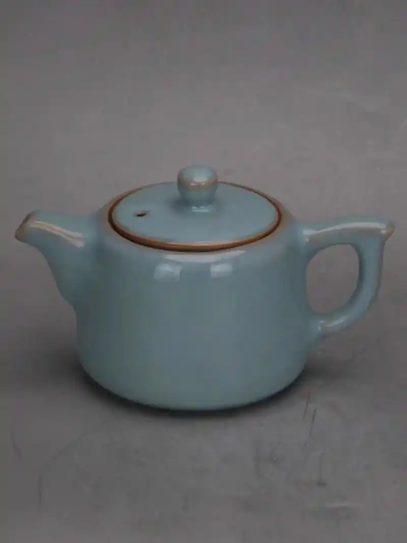 原矿汝窑天青釉开片功夫茶具西施壶 单壶 仿古旧货瓷器支钉烧制 - 抖