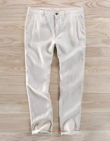 2018年新款纯亚麻休闲裤子男亚麻西裤大量现货一件代发7407 卡其色 36