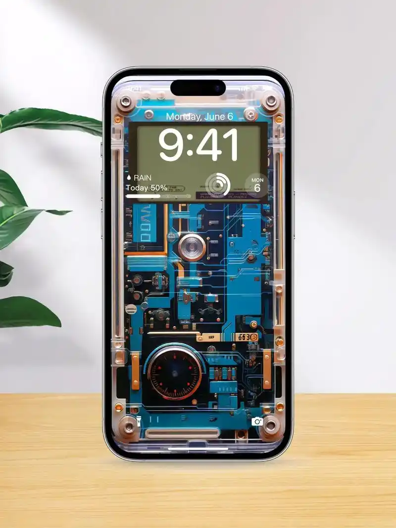 壁纸|透明手机内部结构.#屏保该换了系列 #透明电路板 #送 - 抖音
