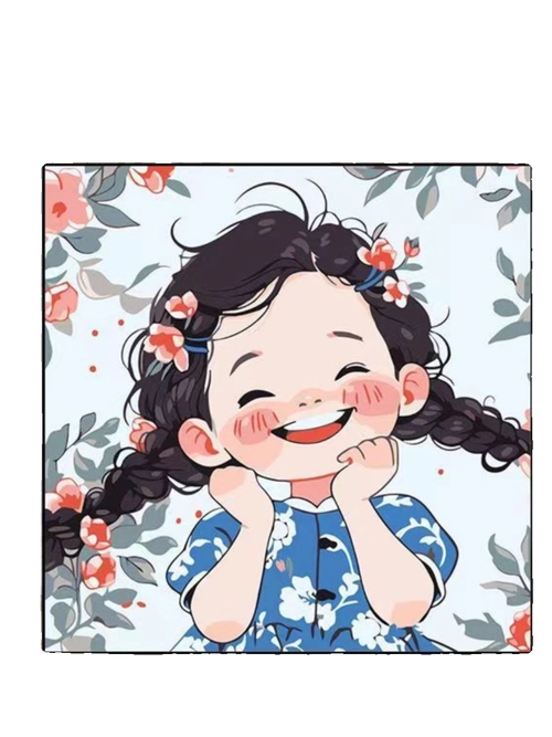 饰画卧室床头挂画可爱风沙发餐厅墙壁画爱笑女孩治愈系卡通装