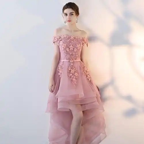 显瘦气质毕业礼服2017欧美ebay 爆款一字肩短袖大摆燕尾短裙欧美女装