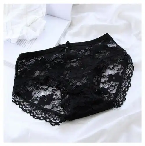 好品质女士内裤黑色系蕾丝边女士内裤中腰三角裤少女性感内裤女套餐