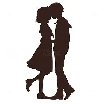 卡通情侣剪影影子