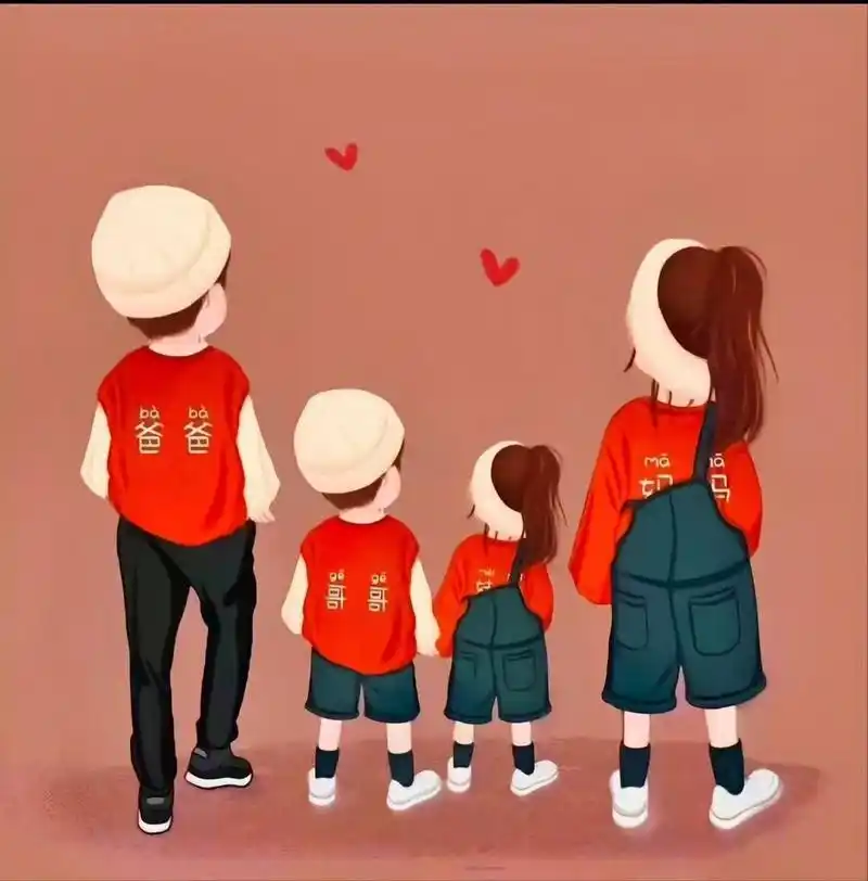 一家四口的可爱头像 兄妹情
