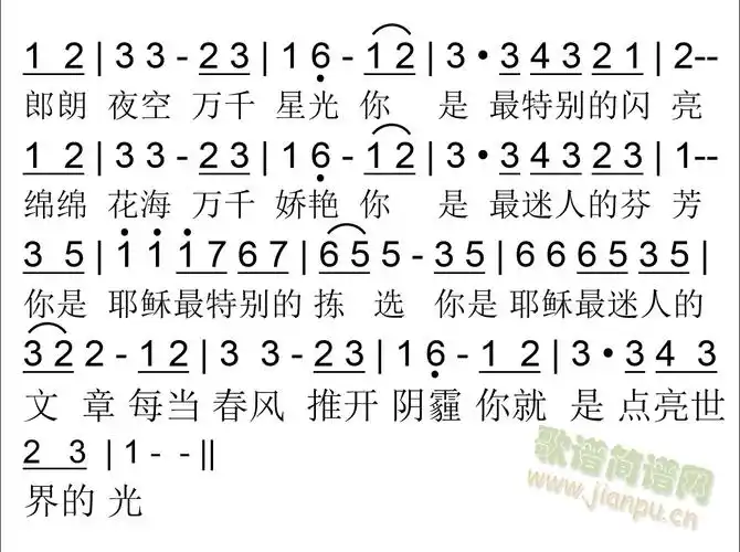 你是最特别的拣选(八字歌谱)1