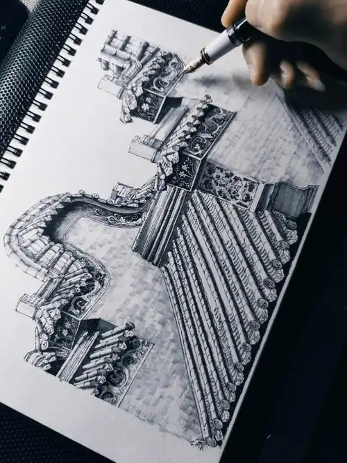 钢笔,灰色马克笔94第四张 原图奉上#钢笔画  #建筑手绘