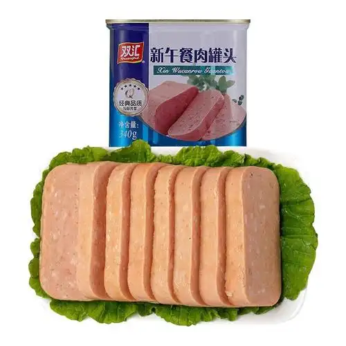 双汇午餐猪肉牛肉风味罐头340g罐方火腿肠涮火锅猪肉午餐肉户外