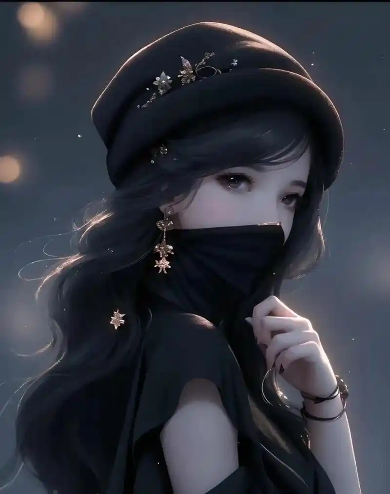 女生头像,酷酷的黑衣,冷冷的表情