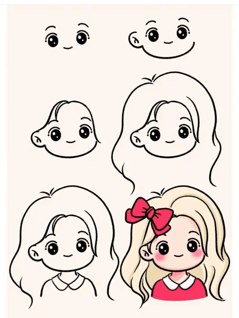 简笔画  小女孩.#一学就会的简笔画 #跟着抖音学画画 #育 - 抖音