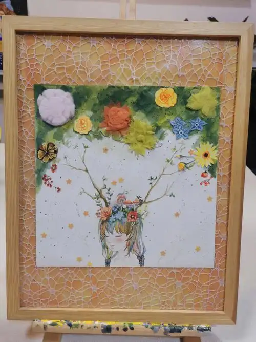 综合材料装饰画小仙女