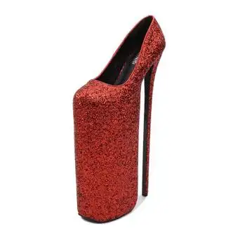 恨天高30cm伪娘高跟鞋30cm防水台大码细跟夜店主播性感超高鞋 红色 35